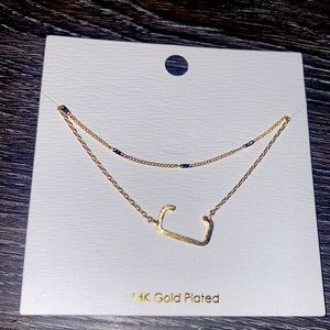 C. 2 layered Initial Gold Plated Necklace